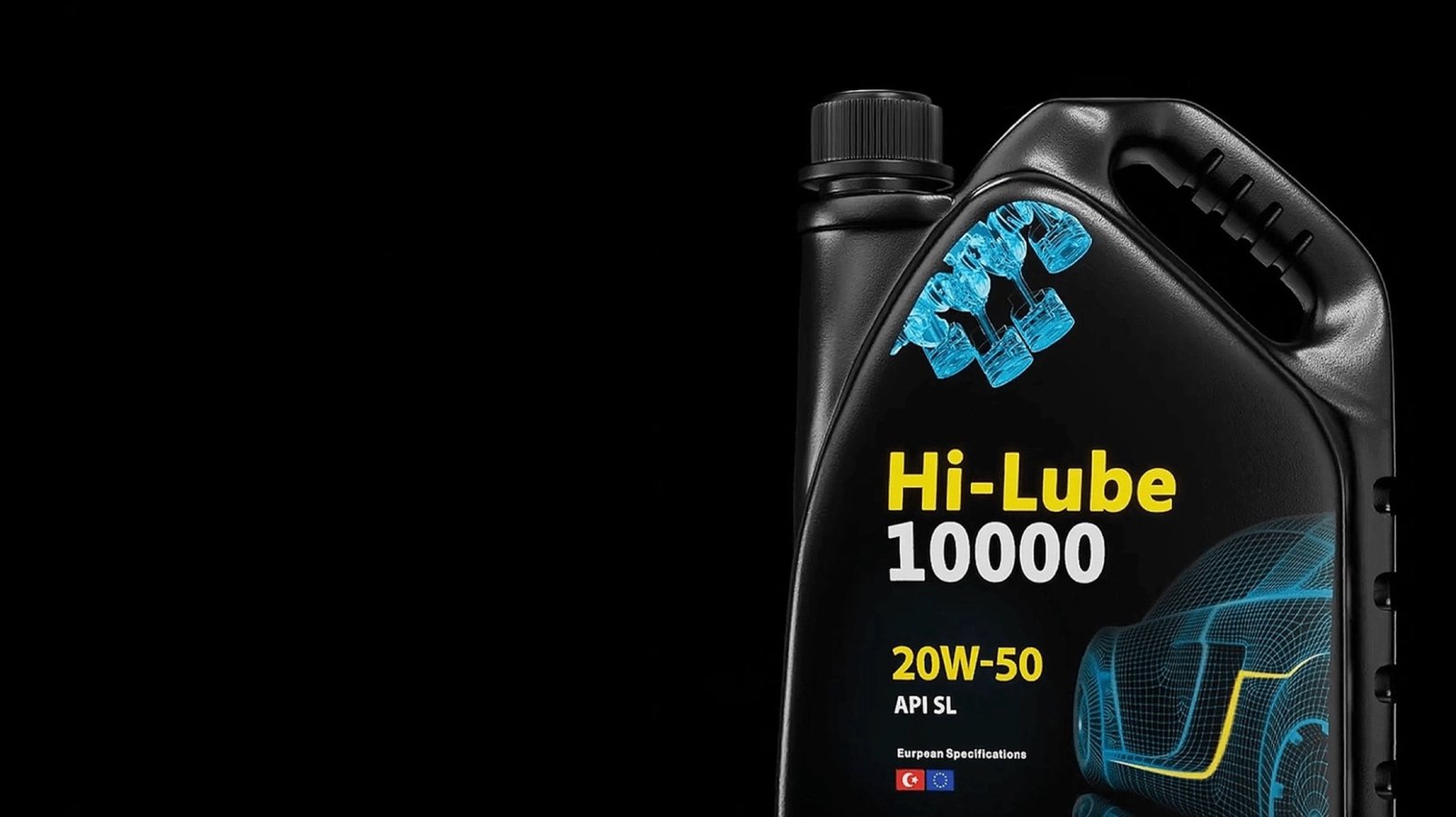 Hi-Lube 10,000 — engine oil product & label design by Shaheen Aljack