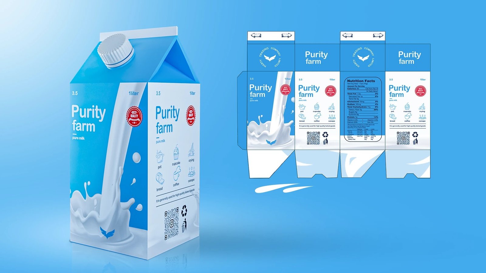 Purity Farm six-bottle carrier and its artwork
