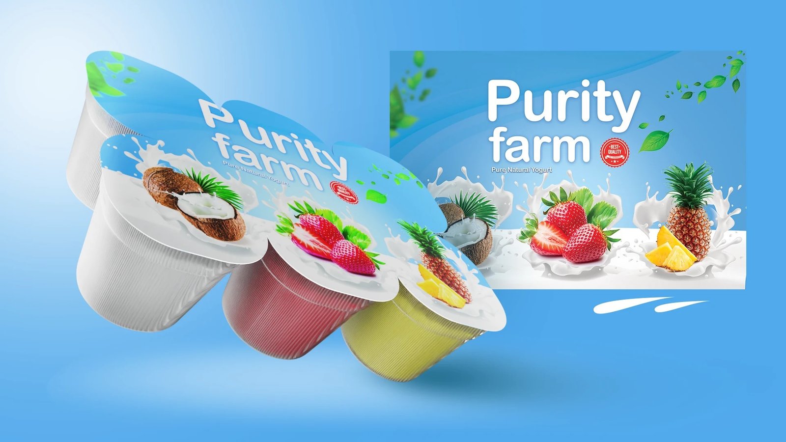Purity Farm yogurt cups and lid artwork