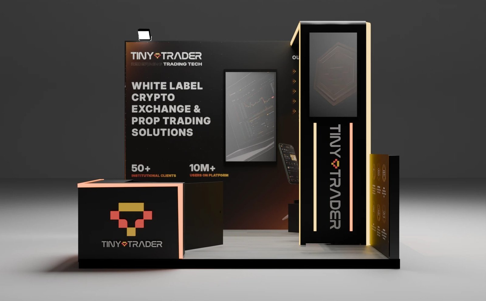 TinyTrader stand, front view