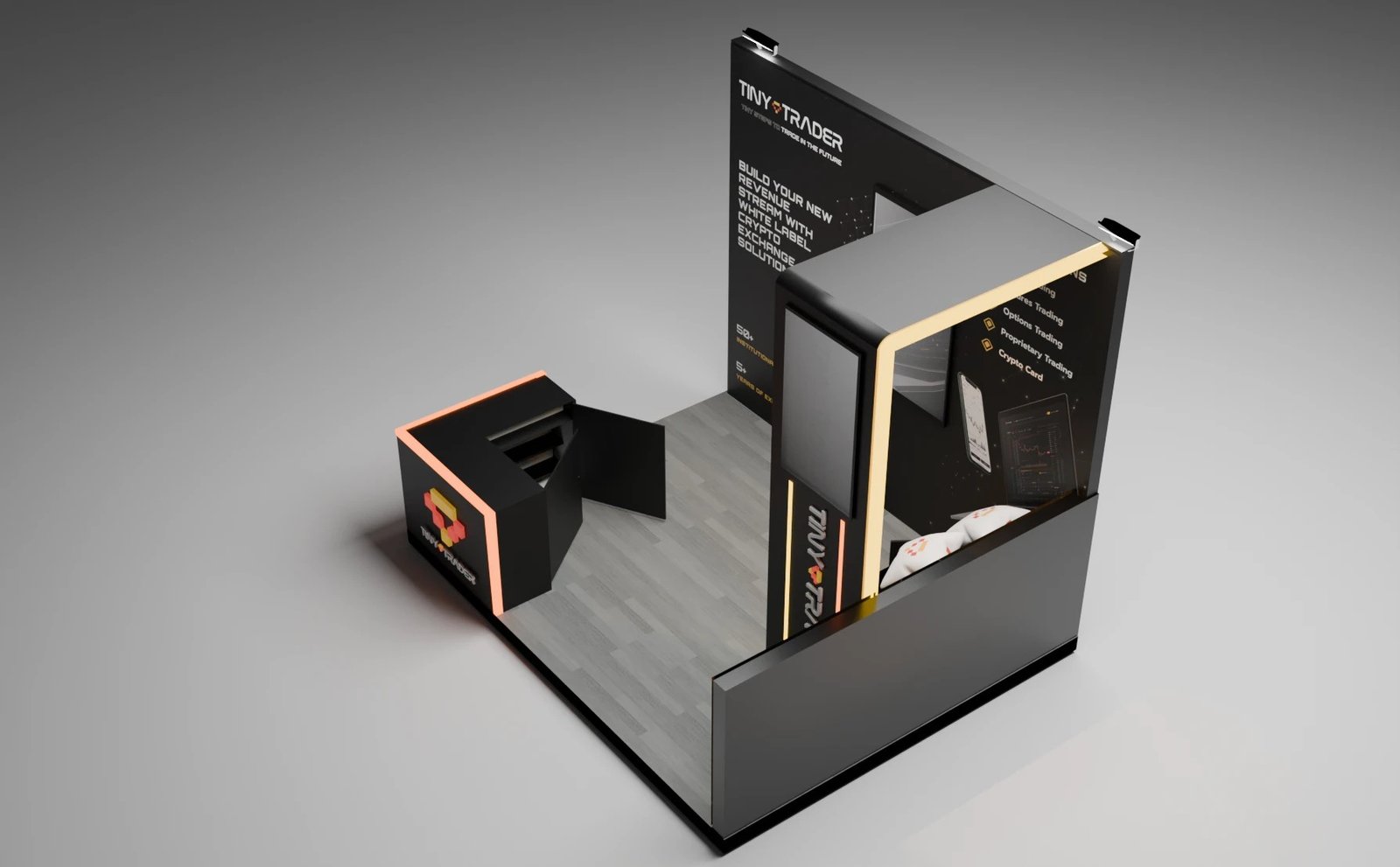 TinyTrader stand, top view